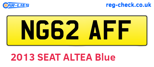 NG62AFF are the vehicle registration plates.