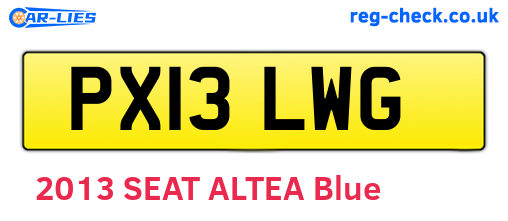 PX13LWG are the vehicle registration plates.