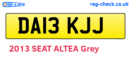 DA13KJJ are the vehicle registration plates.