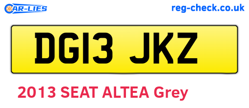 DG13JKZ are the vehicle registration plates.