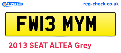 FW13MYM are the vehicle registration plates.