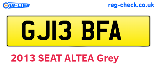 GJ13BFA are the vehicle registration plates.