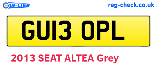 GU13OPL are the vehicle registration plates.
