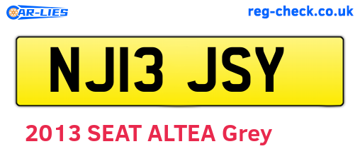 NJ13JSY are the vehicle registration plates.