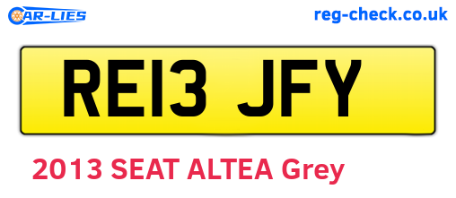 RE13JFY are the vehicle registration plates.