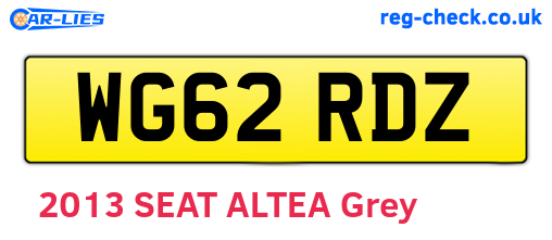 WG62RDZ are the vehicle registration plates.