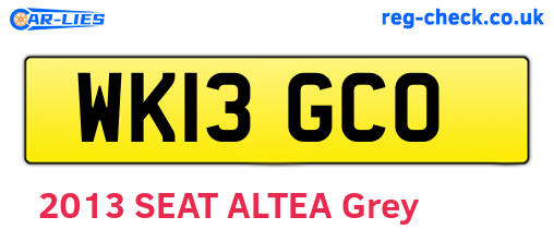 WK13GCO are the vehicle registration plates.