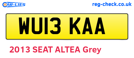 WU13KAA are the vehicle registration plates.