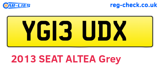 YG13UDX are the vehicle registration plates.