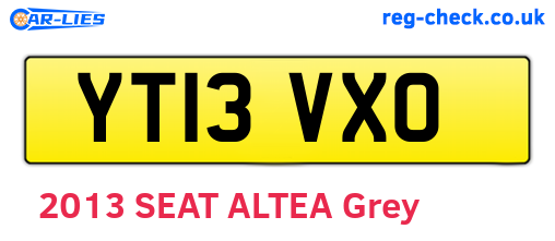 YT13VXO are the vehicle registration plates.