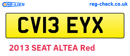 CV13EYX are the vehicle registration plates.