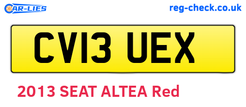 CV13UEX are the vehicle registration plates.