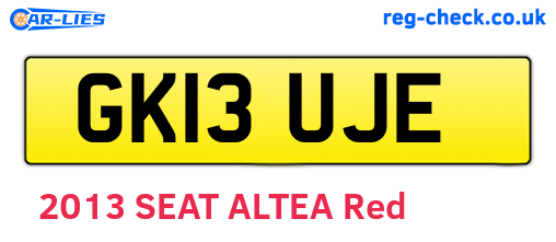GK13UJE are the vehicle registration plates.