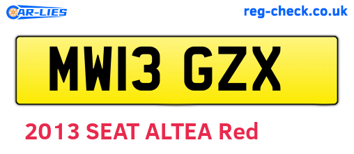 MW13GZX are the vehicle registration plates.