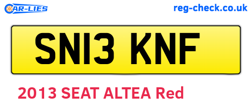 SN13KNF are the vehicle registration plates.