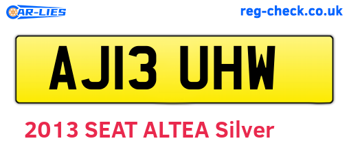 AJ13UHW are the vehicle registration plates.