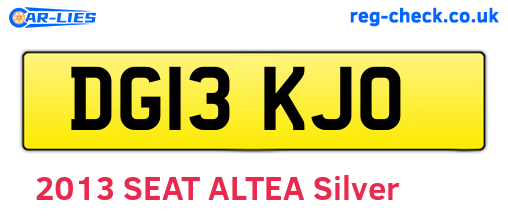 DG13KJO are the vehicle registration plates.