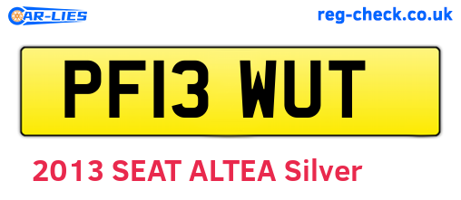 PF13WUT are the vehicle registration plates.