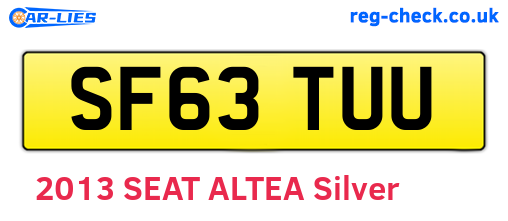 SF63TUU are the vehicle registration plates.