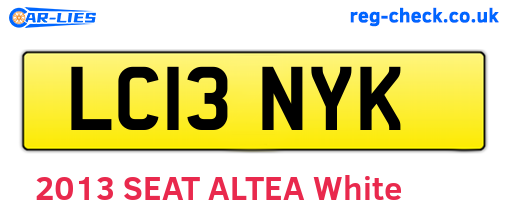 LC13NYK are the vehicle registration plates.
