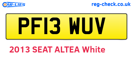 PF13WUV are the vehicle registration plates.