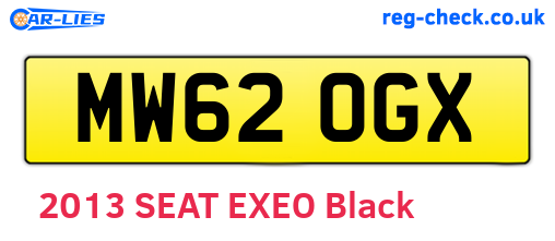 MW62OGX are the vehicle registration plates.