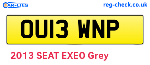OU13WNP are the vehicle registration plates.