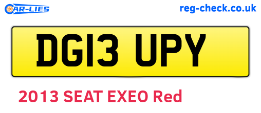 DG13UPY are the vehicle registration plates.