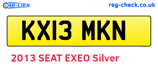 KX13MKN are the vehicle registration plates.