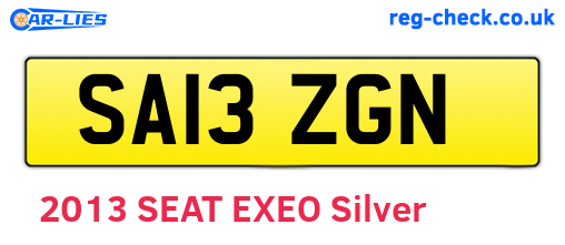 SA13ZGN are the vehicle registration plates.