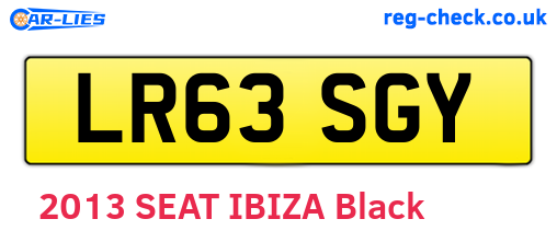 LR63SGY are the vehicle registration plates.