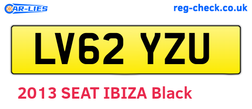 LV62YZU are the vehicle registration plates.