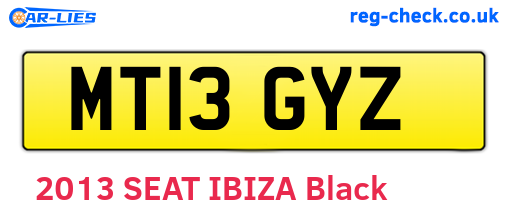MT13GYZ are the vehicle registration plates.