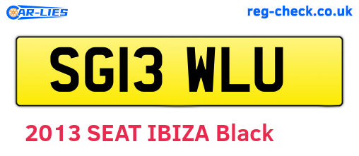 SG13WLU are the vehicle registration plates.