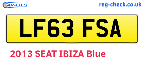 LF63FSA are the vehicle registration plates.