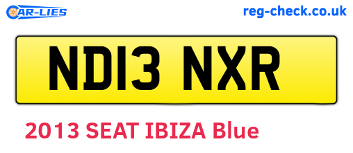 ND13NXR are the vehicle registration plates.