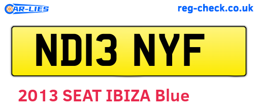 ND13NYF are the vehicle registration plates.