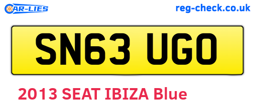 SN63UGO are the vehicle registration plates.