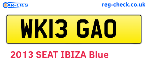 WK13GAO are the vehicle registration plates.