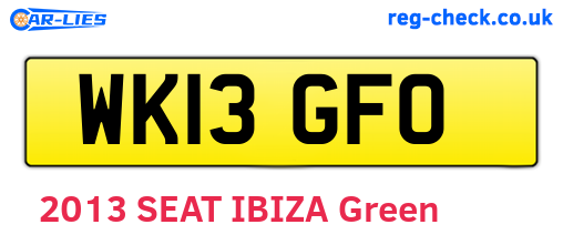 WK13GFO are the vehicle registration plates.