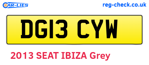 DG13CYW are the vehicle registration plates.