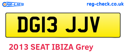 DG13JJV are the vehicle registration plates.