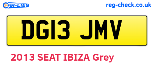 DG13JMV are the vehicle registration plates.