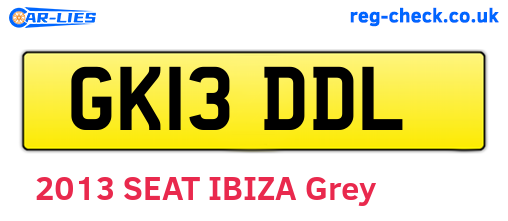 GK13DDL are the vehicle registration plates.