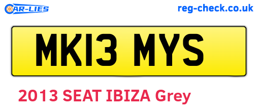 MK13MYS are the vehicle registration plates.