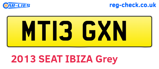 MT13GXN are the vehicle registration plates.