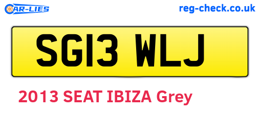 SG13WLJ are the vehicle registration plates.