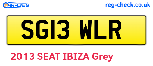 SG13WLR are the vehicle registration plates.