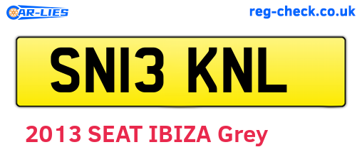 SN13KNL are the vehicle registration plates.