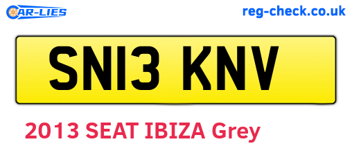 SN13KNV are the vehicle registration plates.